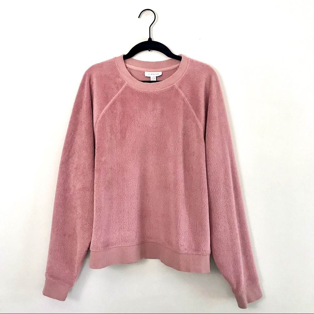 TOPSHOP || Ultra Soft Velvety Rose Stretch Sweatshirt Size 6